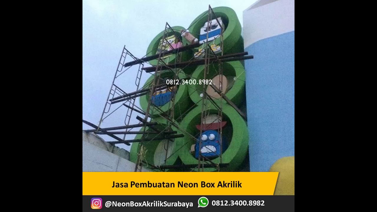 Harga Neon Box Bulat Surabaya WA/Telp 0812-3400-8982. Huruf Timbul Akrilik Acrylic