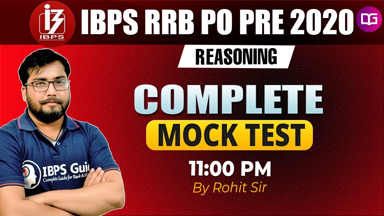 Reasoning Mock Test | IBPS RRB PO PRE 2020 | Reasoning by Rohit Sir