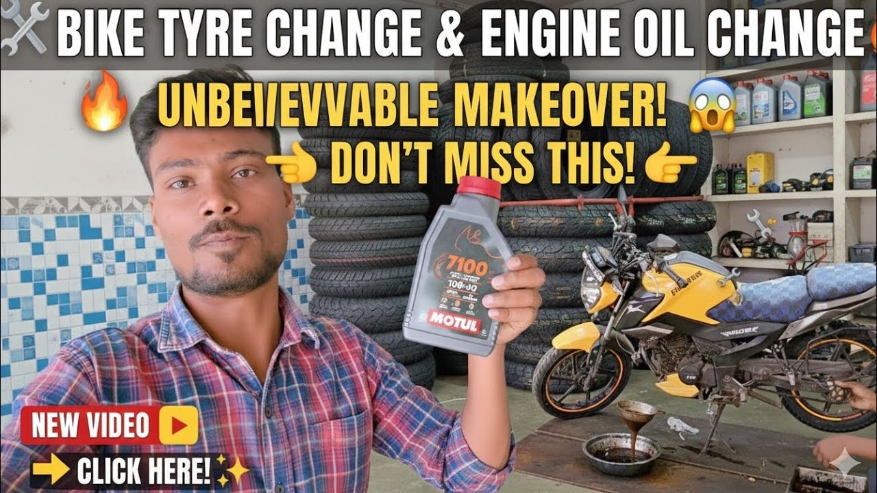 Bike Service at Home: Tyre & Engine Oil Change 🛠️🏍️ | Unbelievable Transformation!