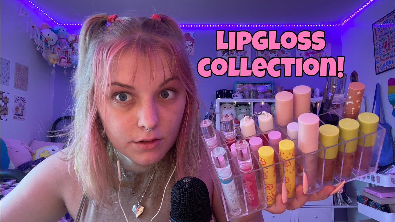 ASMR pure tingly lipgloss pumping sounds and rambling! showing you my whole collection ✨💜💄
