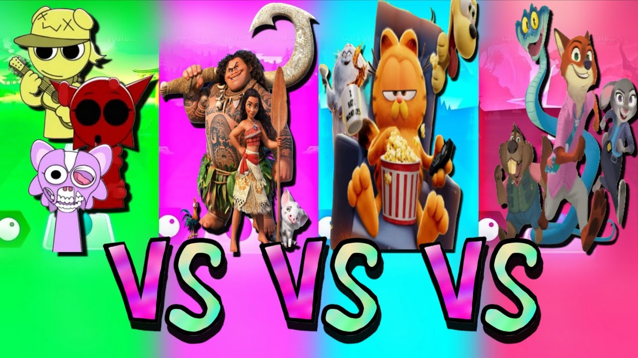 SPRUNKI OC 🆚 МОАНА 🆚 ГАРФИЛД 🆚 ЗВЕРОПОЛИТИК 2 |🎮 Tiles Hop EDM Rush!