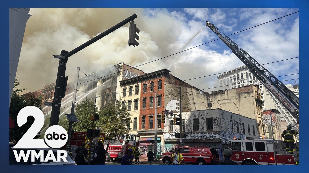 Firefighters battle massive 5-alarm fire in downtown Baltimore