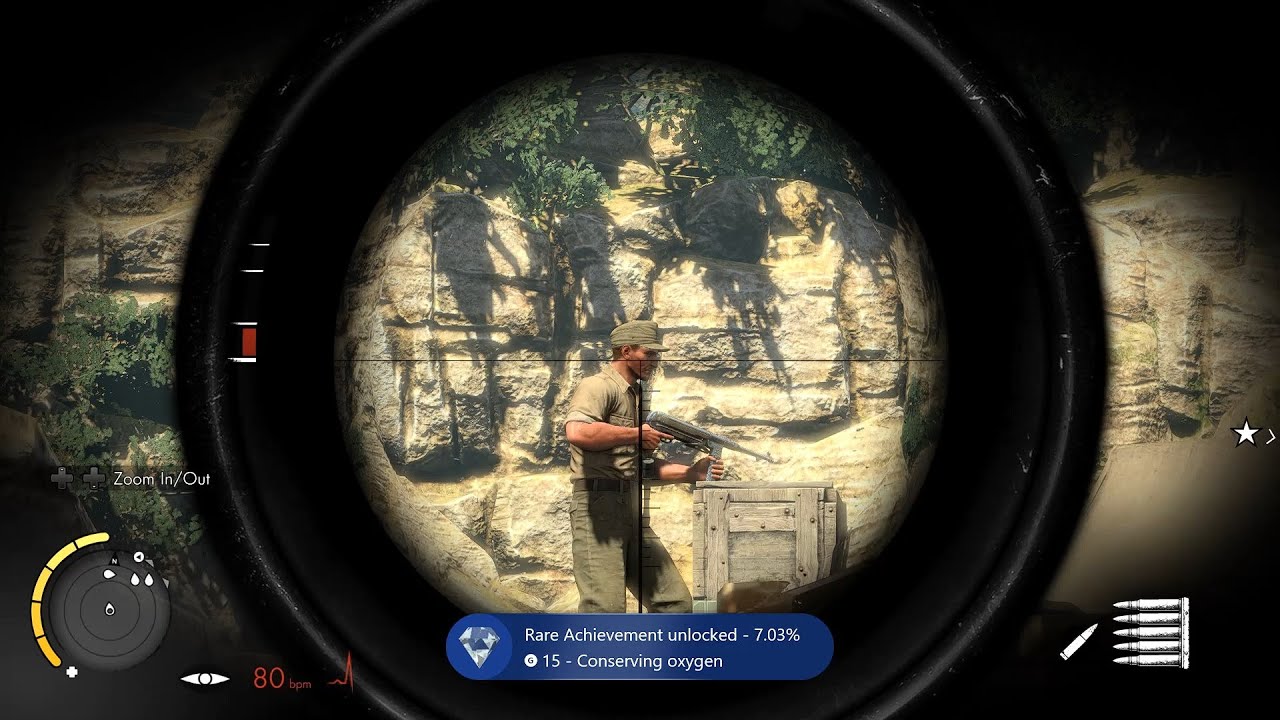Sniper Elite III - Conserving oxygen & Officer material Achievement (Trophy)