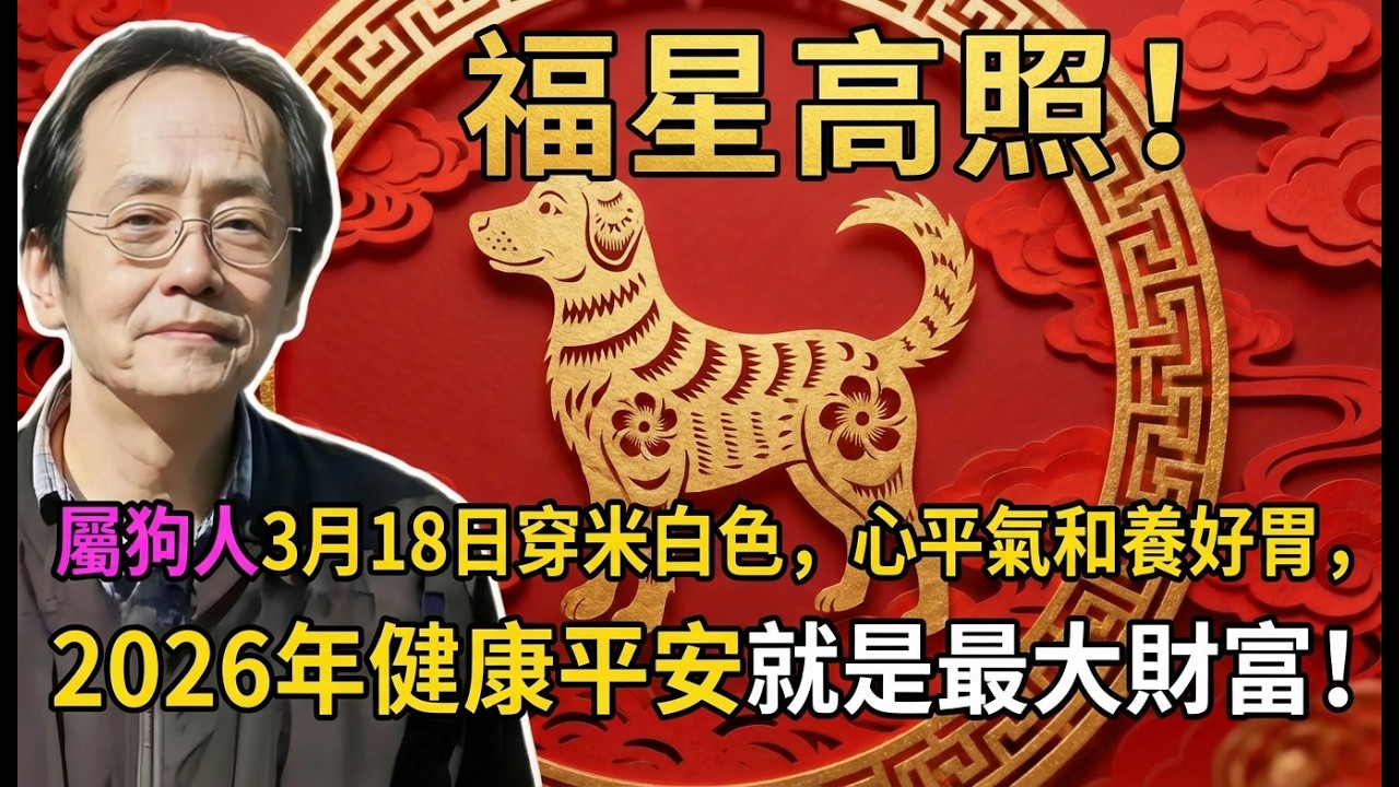 福星高照！ 屬狗人3月18日穿米白色，心平氣和養好胃，身體是本錢，2026年健康平安就是最大財富！#倪海廈 #國學 #易經 #開運 #招財 #補財庫 #中醫 #風水 #2026運勢#命理 #易经