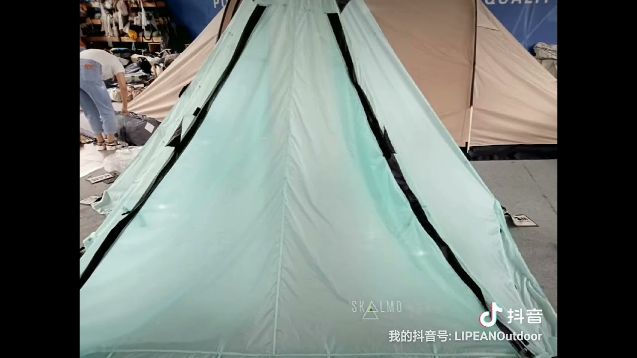 ultralight 15D Nylon camping tent double layers pyramid tent with shelter and chimney mouth