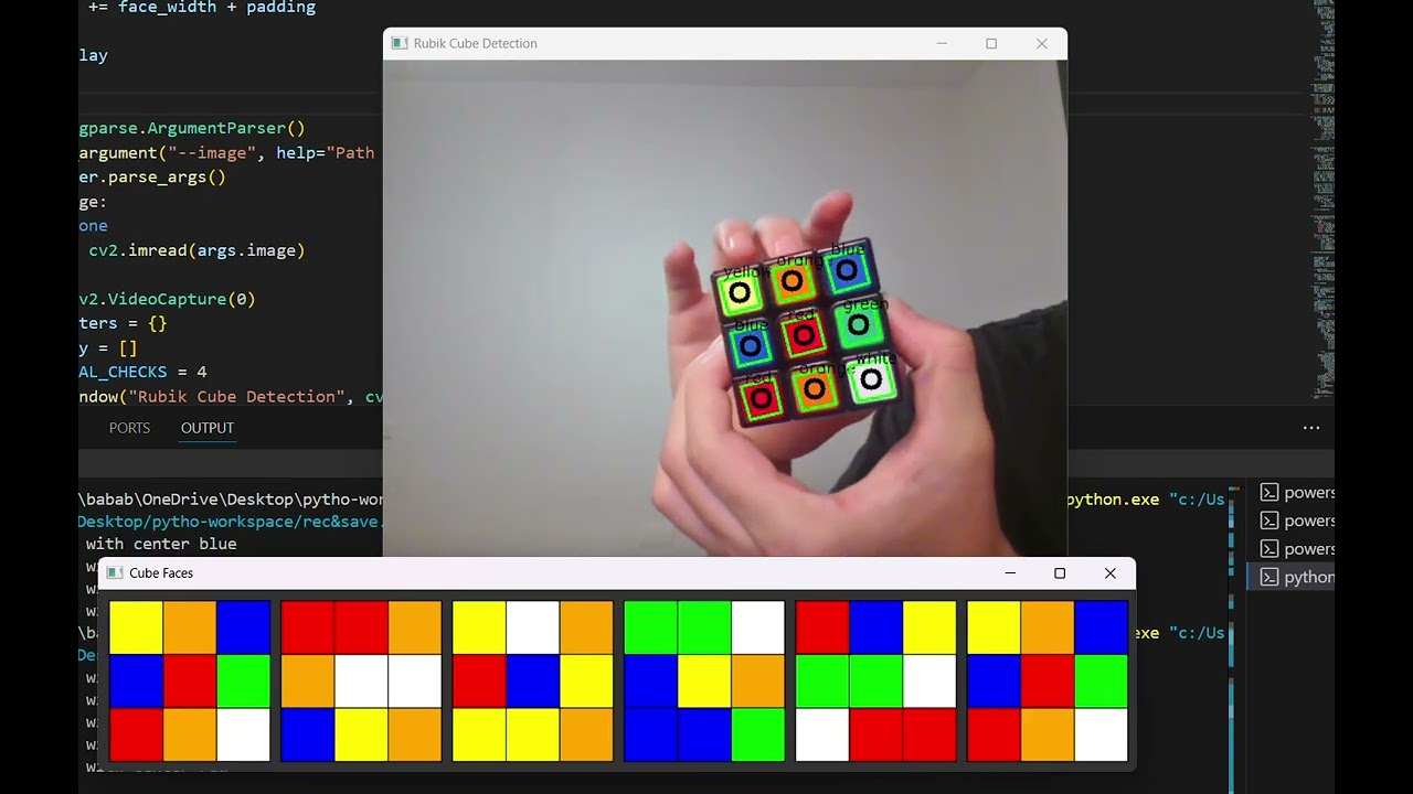 Rubik's Cube Contour and Color Detection Using OpenCV.