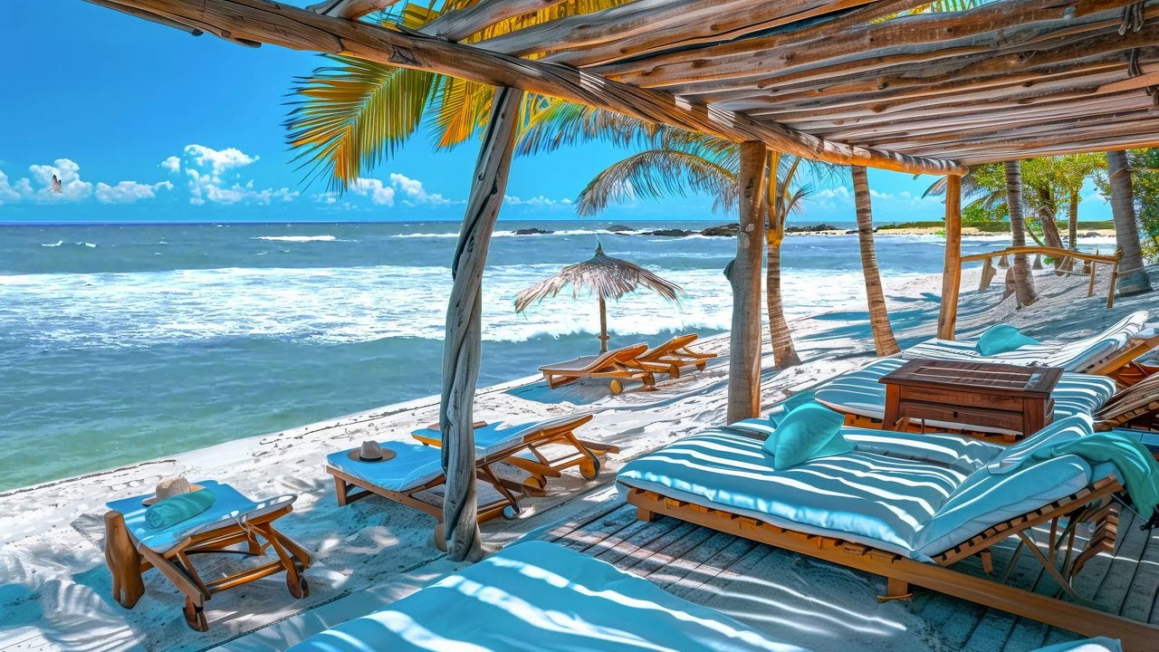 🌊 Beach Café Morning | Super Positive Bossa Nova & Ocean Waves for Energetic Start