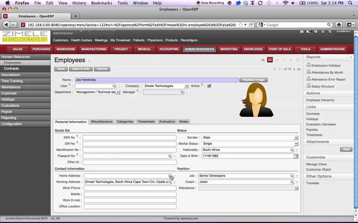 OpenERP-Creating New Employees and Users