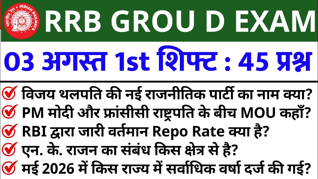 RRB GROUP D Aug 03 1st Shift Analysis 2026 | RRB GROUP D Analysis 2026 | RRB GROUP D TODAY ANALYSIS