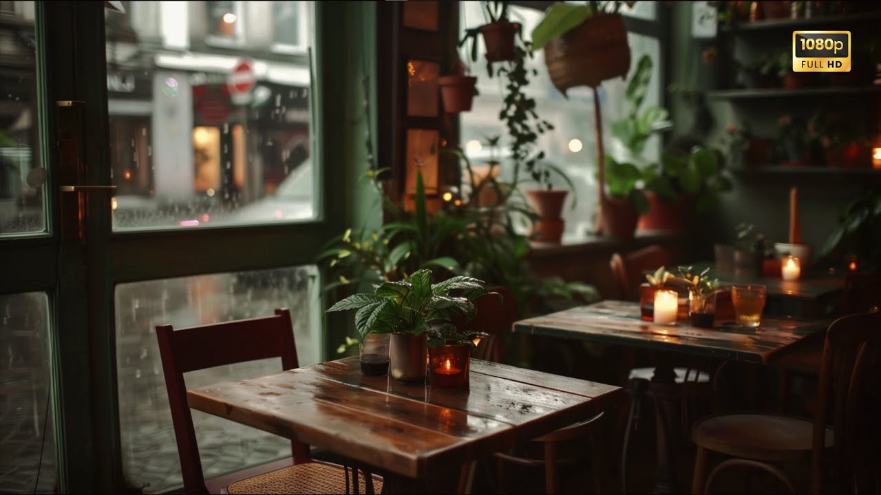 Yağmurlu Bir Günde Sıcak Bir Köşe | Huzurlu Kafe Atmosferi – 1080p