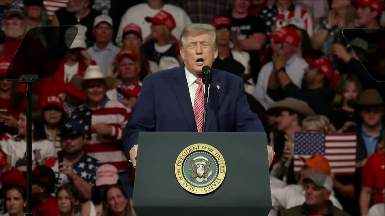 Protesters interrupt President Trump's rally in Kansas