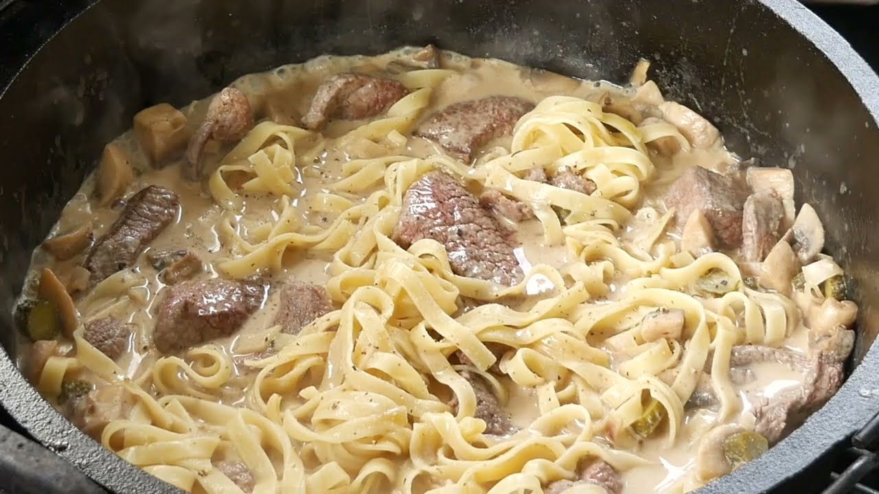 Boeuf Stroganoff With Tagliatelle In The Dutch Oven - Toby's BBQ Corner