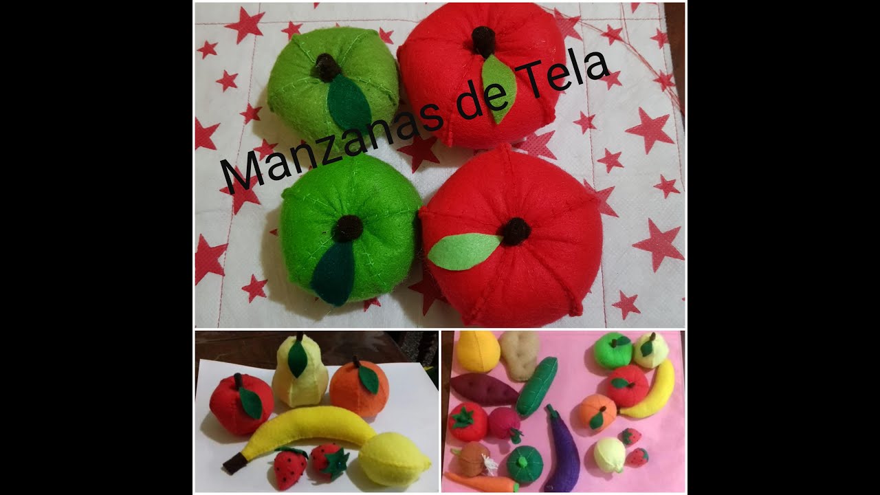 Como Hacer Manzanas de Tela (Fieltro) Frutas de Tela (Frutas de Fieltro)