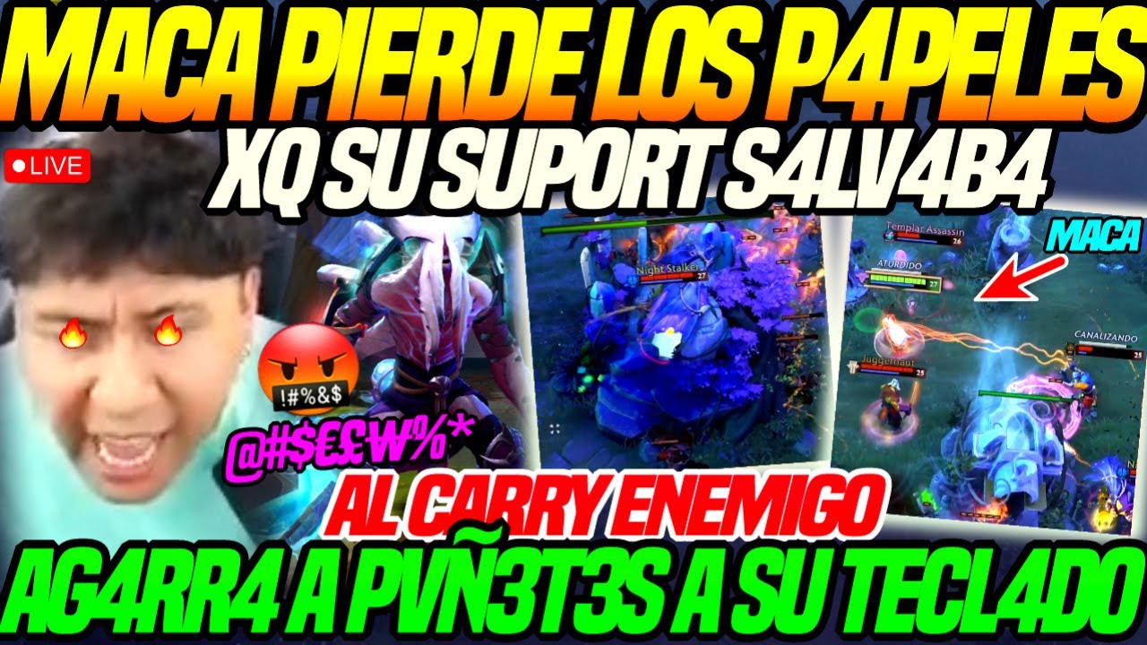 😲MACARIUS 3XPL0T4 y AG4RR4 a PV&Ntilde;3T3S a SU TECL4DO😲xq SU SUPORT S4LV4B4 al CARRY ENEMIGO dota2