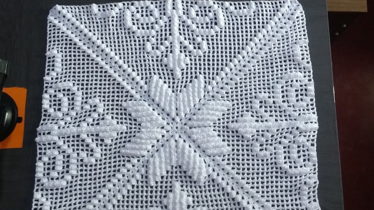 Square imperial de crochê com ponto alto e ponto pipoca Parte 1