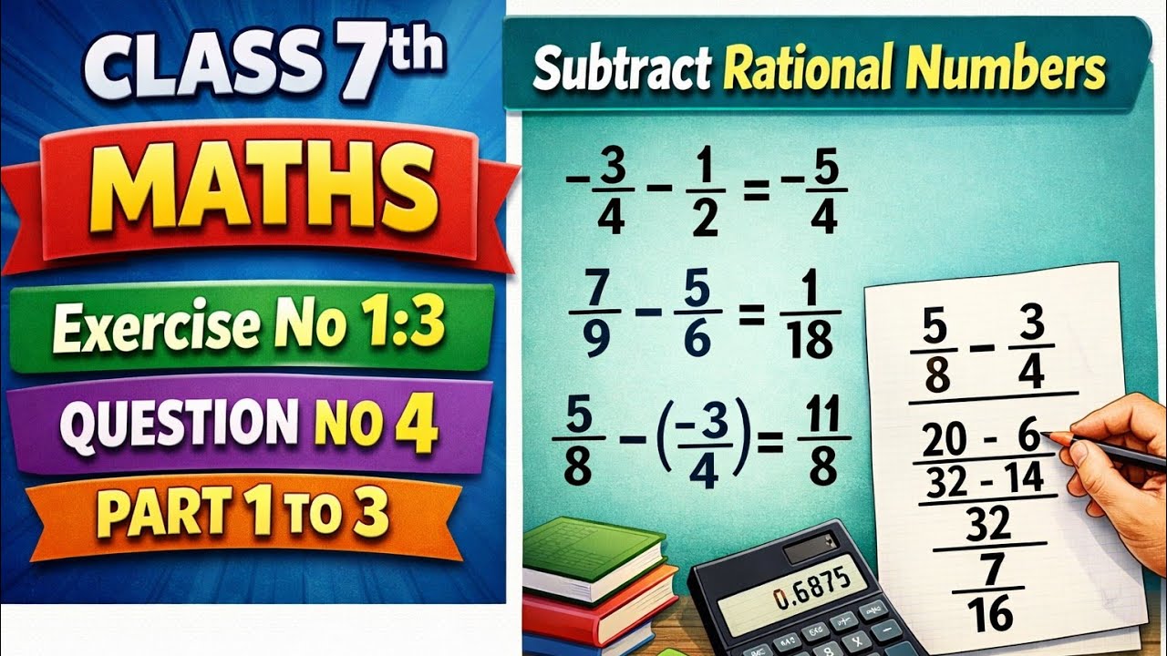 Class 7th Math Lecture 6 | Exercise 1.3 Question 4 (Part 1 to 3) | Subtract #education 