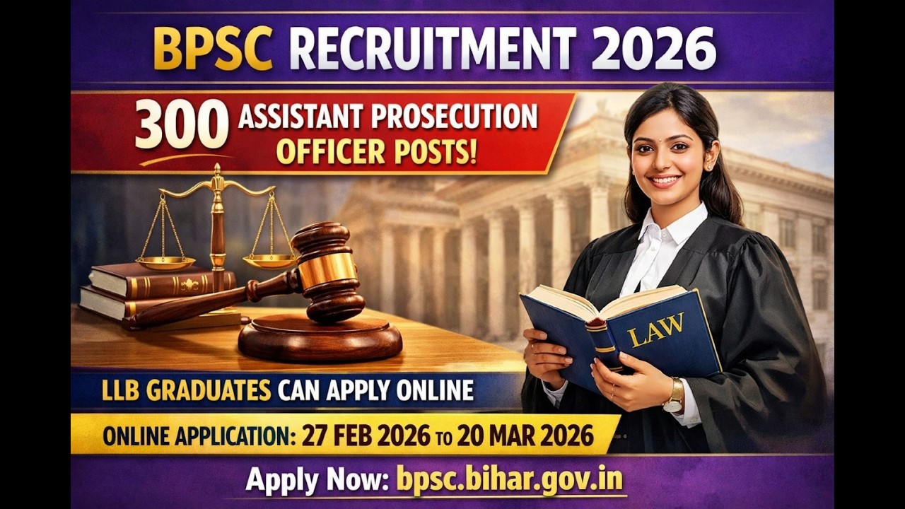 BPSC Assistant Prosecution Officer Recruitment 2026-Online for 300 Posts, #govtjobs #biharjobs #llb