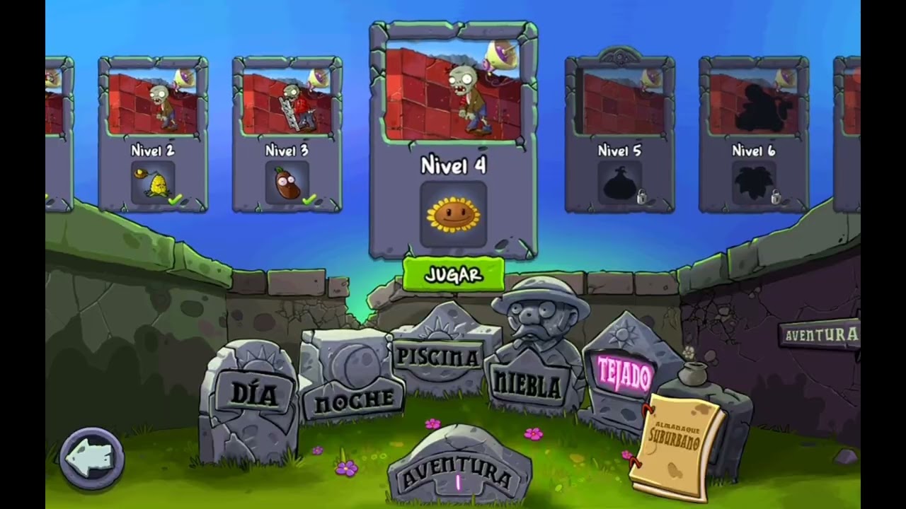 Plantas vs zombies 🙃 nivel tejado del 1 al 6 🌻