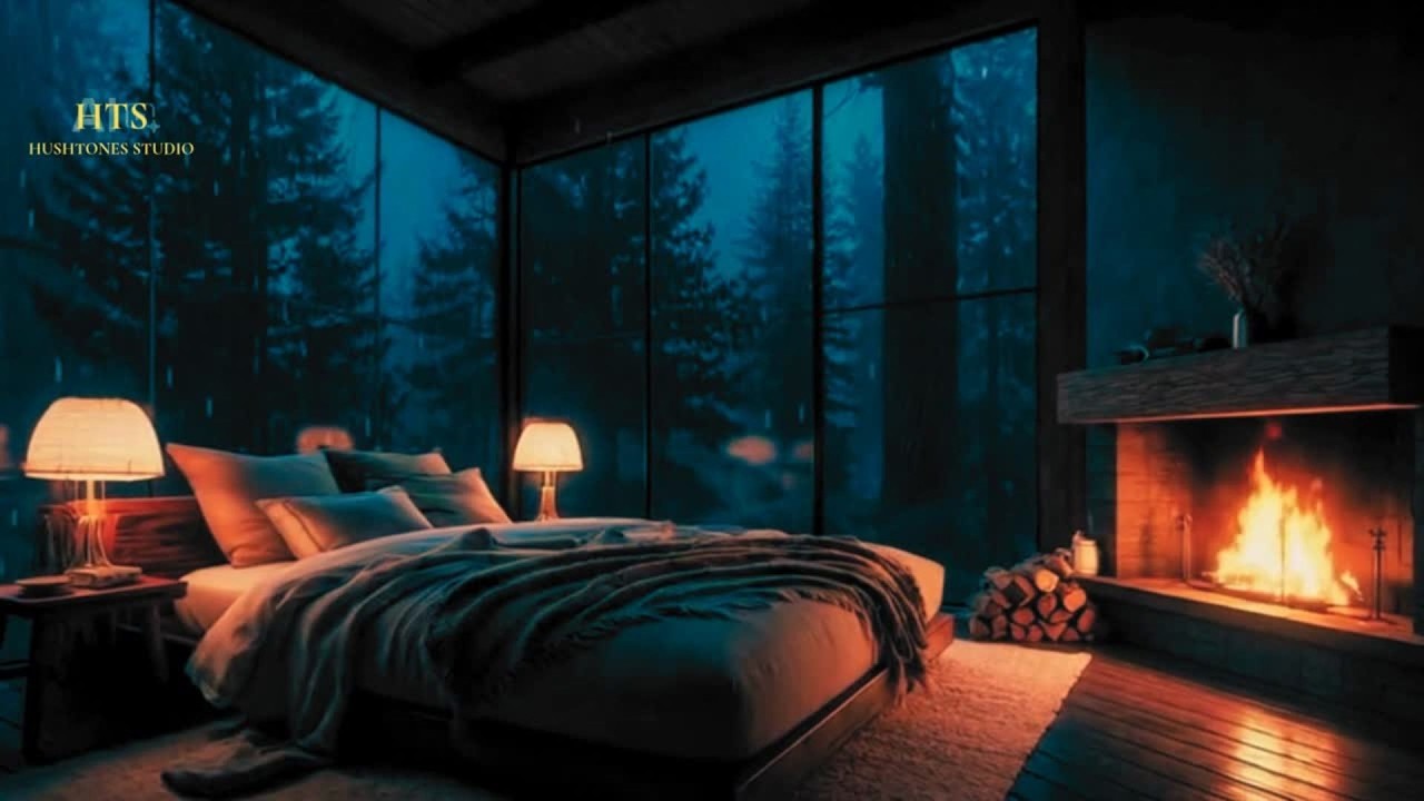 Rainy Cozy Bedroom with Fireplace 🔥 | 3 Hours Relaxing Rain Sounds for Deep Sleep