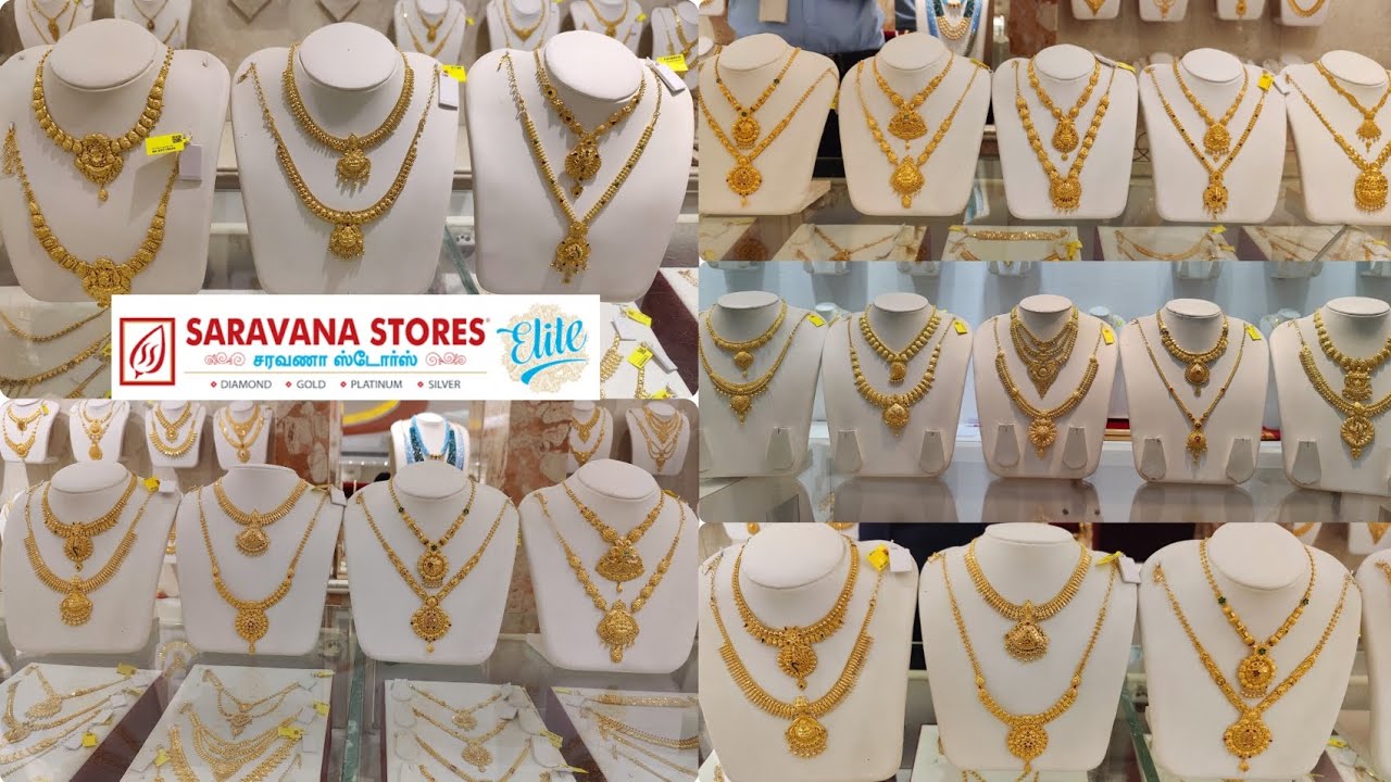 Saravana Elite 2 to 4 Savaran Necklace Lakshmi Pendant, Manga, U type, V type & Kolkata Necklace