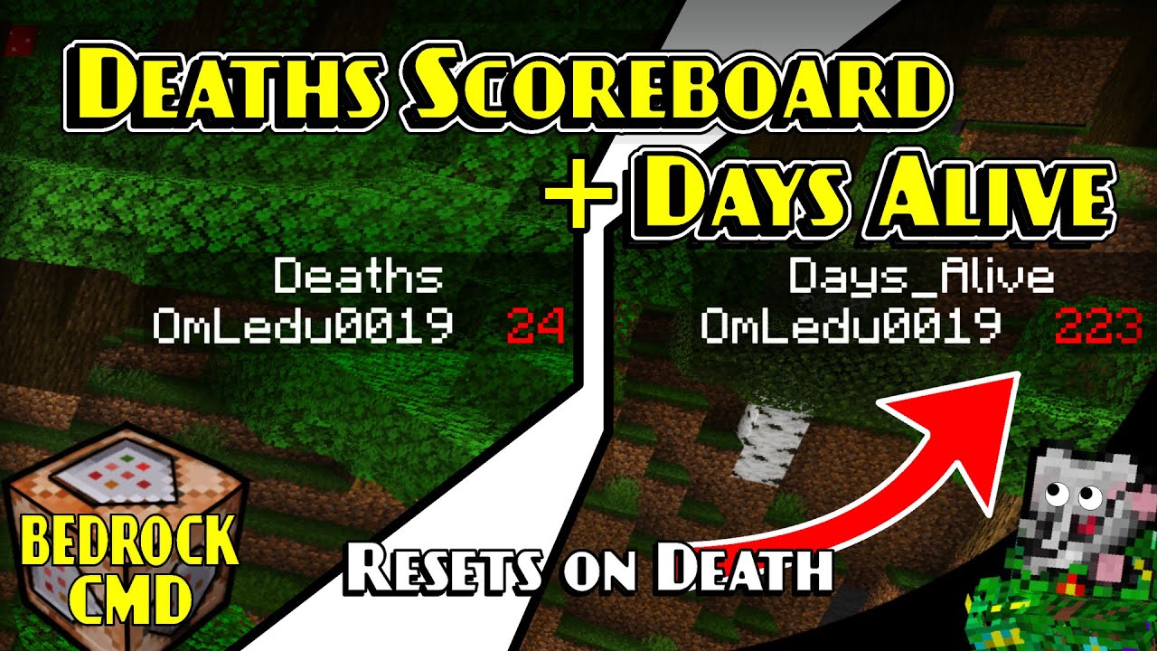 Счётчик очков Deaths & Days Alive | Обучающее руководство по Minecraft Bedrock Command | MCPE XBO...