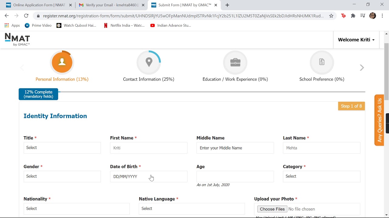 NMAT 2021 Application I How to fill the form