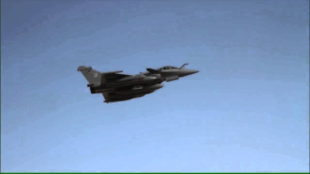 French Rafale armed with SCALP missiles taking off at Al-Dhafra airbase in UAE