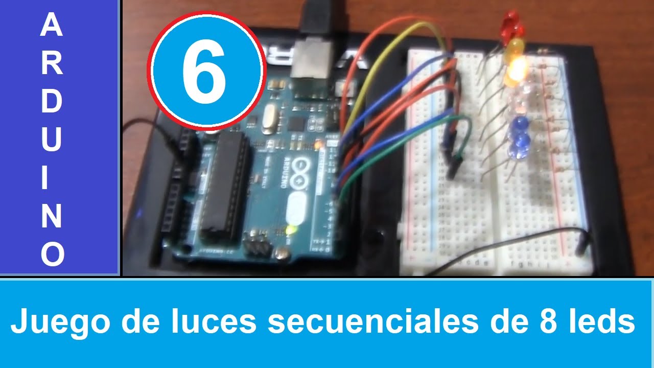 Código para juego de luces secuenciales de 8 leds con Arduino