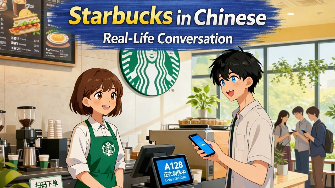 Starbucks in Chinese | Cutural & Language tips | Chinese Conversation for Beginners| HSK