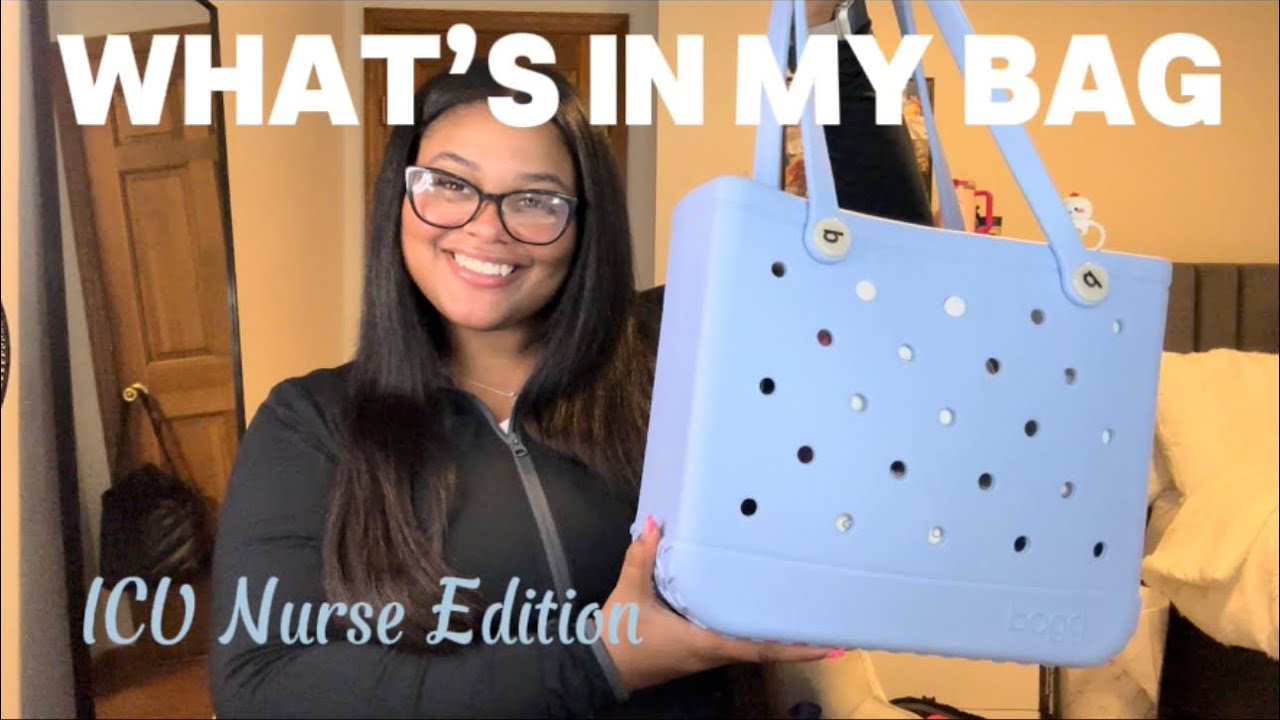 WHAT’S IN MY WORK BAG | NEW GRAD ICU NURSE EDITION, Bogg bag, nursing essentials, stanley cup