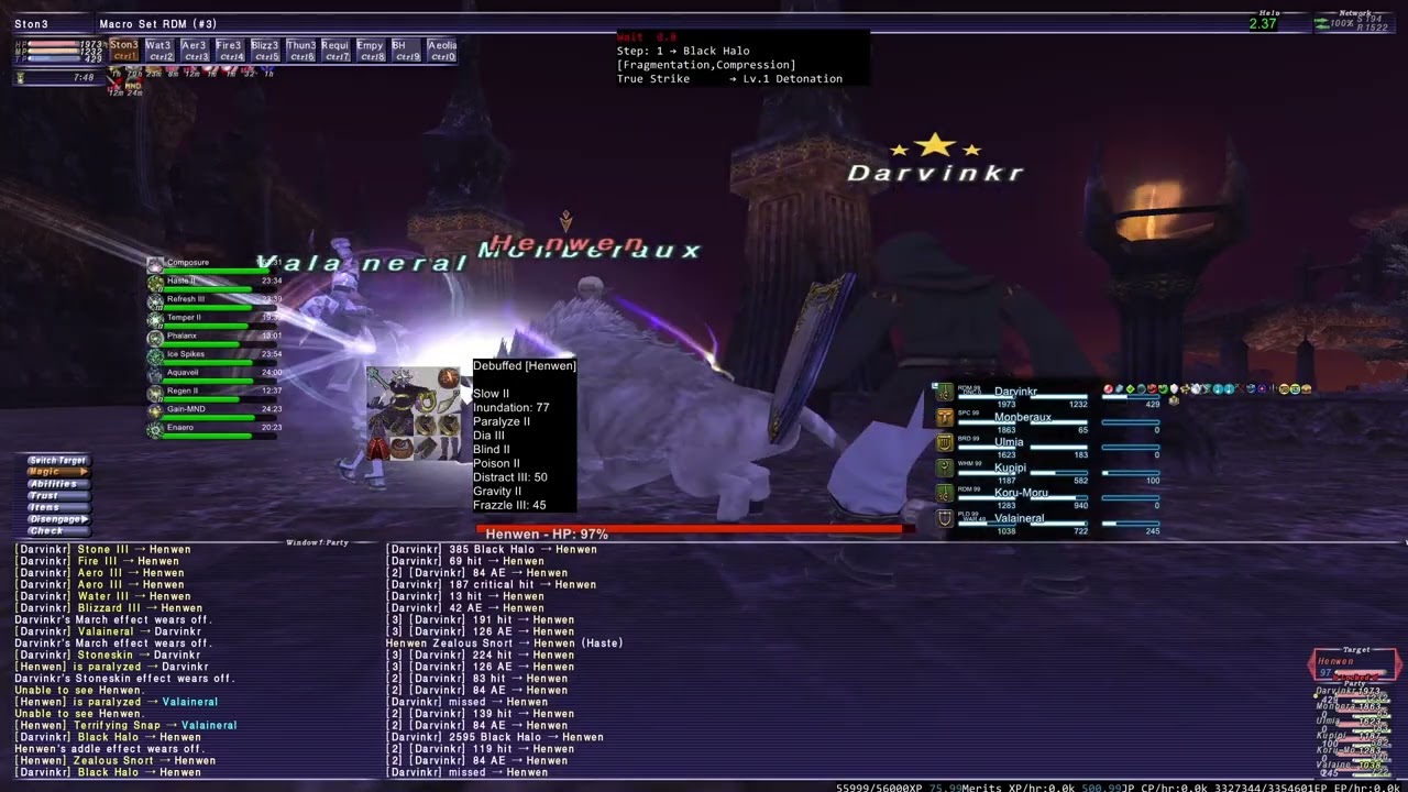 FFXI Odyssey Sheol Gaol T2 Henwen V25 RP (Obstinate Sash) RDM SOLO Test #02