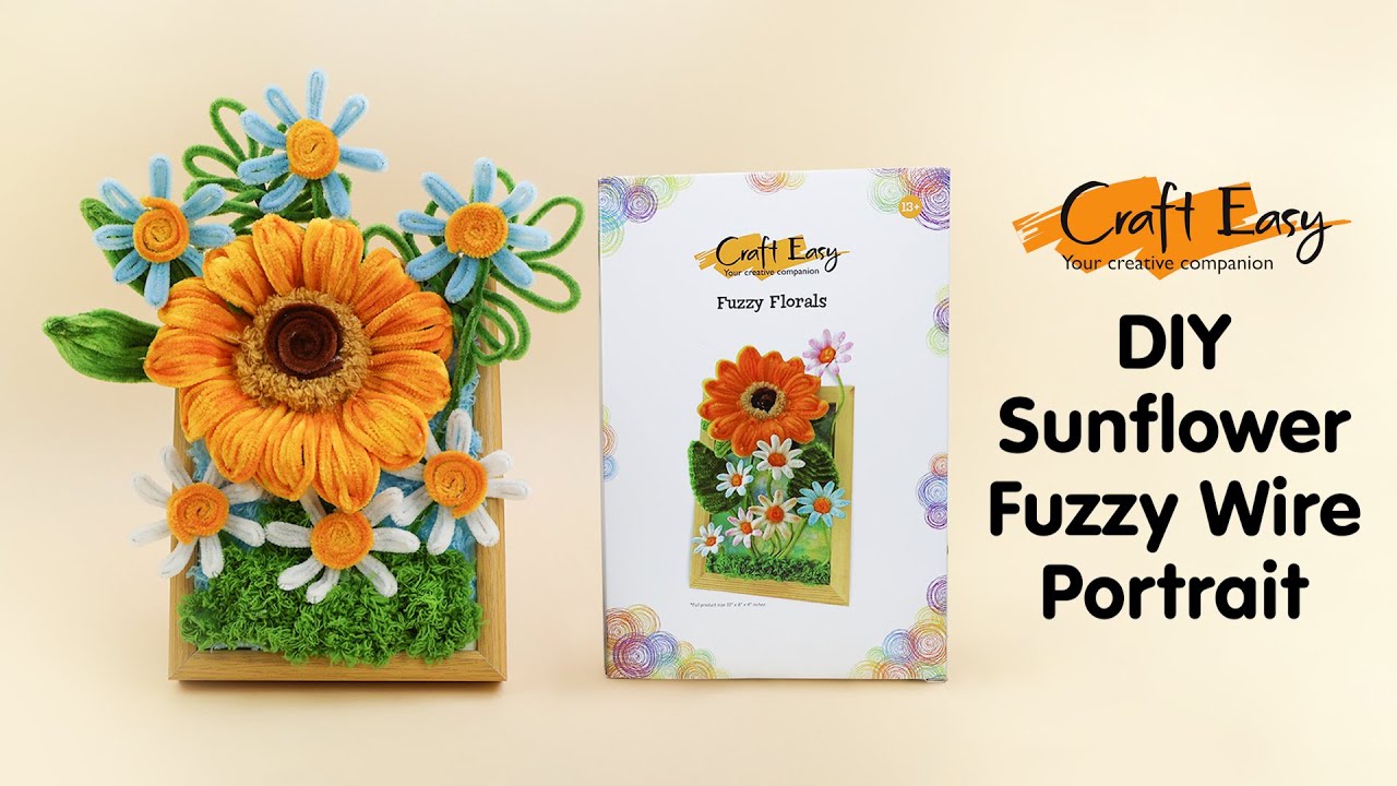 DIY Sunflower Fuzzy Wire Portrait Tutorial (easy to do crafting)