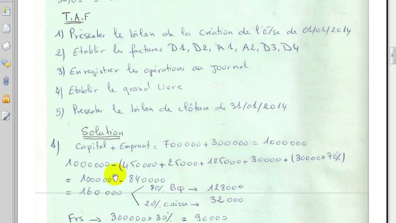 Exemple d'examen de la comptabilité générale S1 avec correction