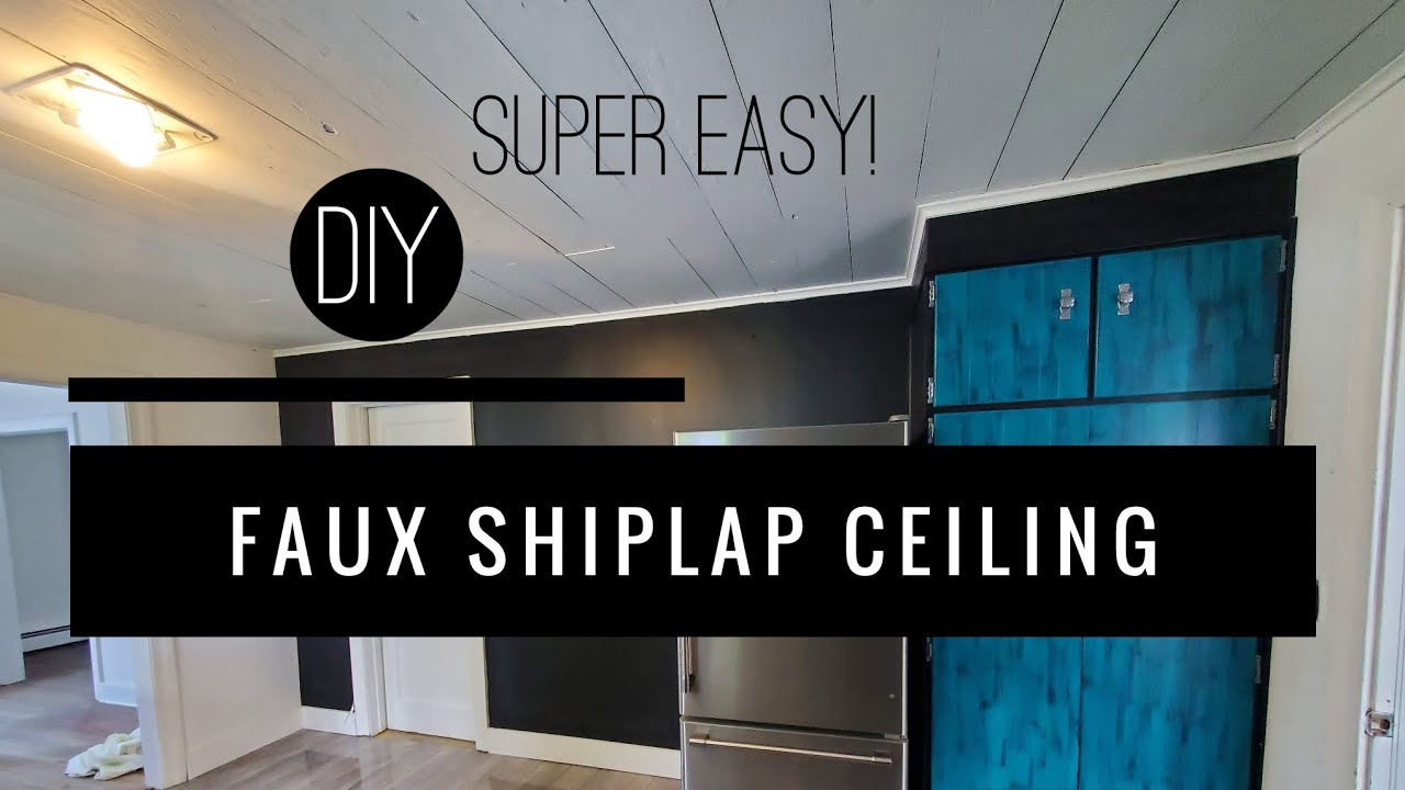 DIY Faux Shiplap Ceiling - Easy! ~Kitchen makeover