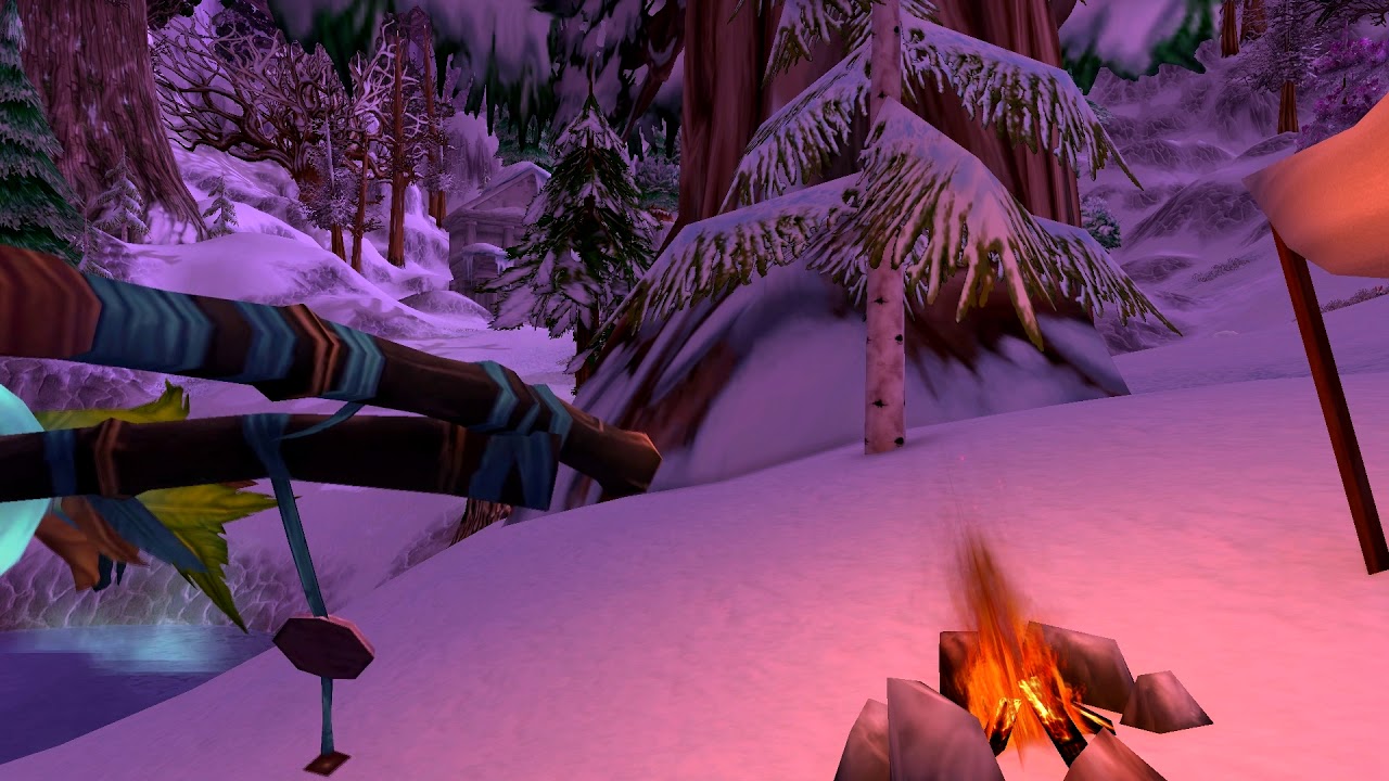 World of Warcraft ASMR: Winterspring (Fire Crackling/Winter Sounds/Wind Sounds)