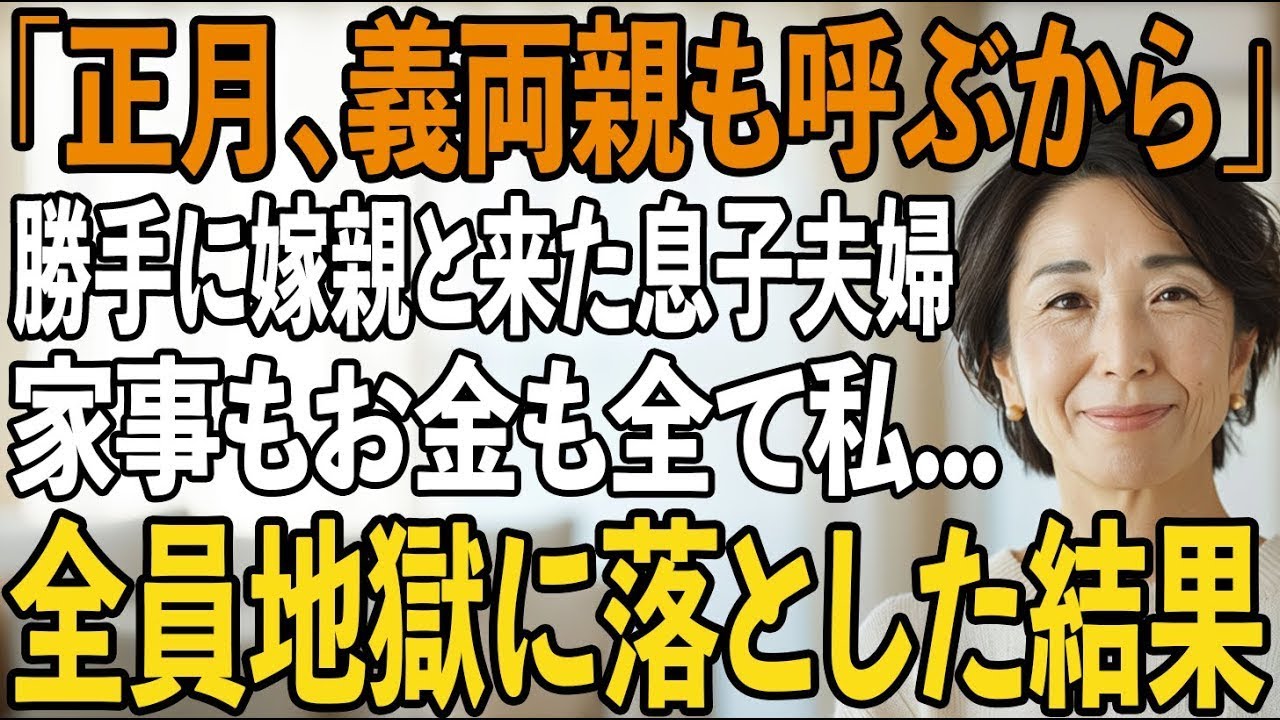 「正月は嫁両親も泊めるからよろしく」正月帰省で嫁両親を連れて泊まりに来る息子夫婦。部屋を占領し、家事とお金は全て私→1日で全員を家から追い出した衝撃の方法とは【シニアライフ】【60代以上の方へ】