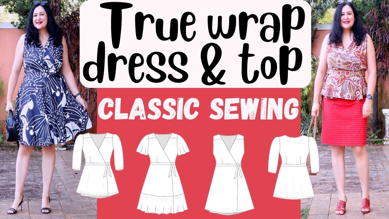 Gorgeous TRUE WRAP dress & top. GOLD cup sizes. Best bodice fit! Eden (Sinclair patterns)