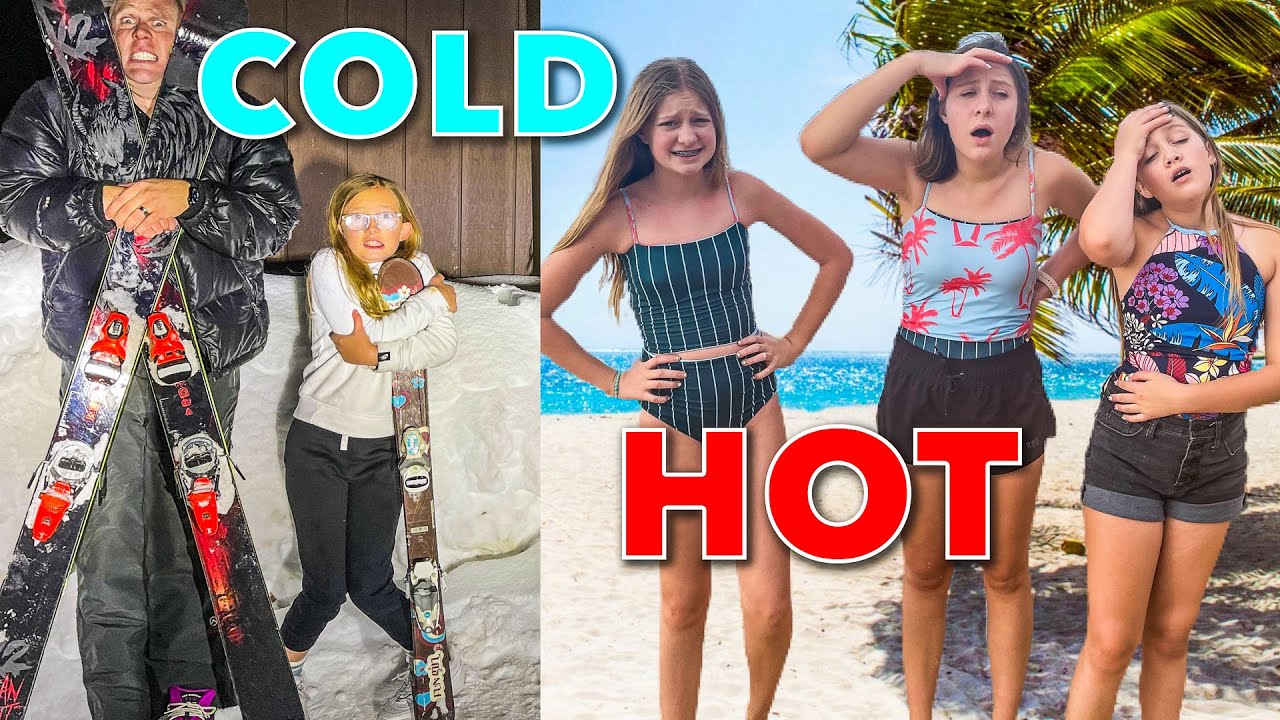 HOT vs COLD - Beach vs Ski Slope! Challenge! w/ The Shumway Show