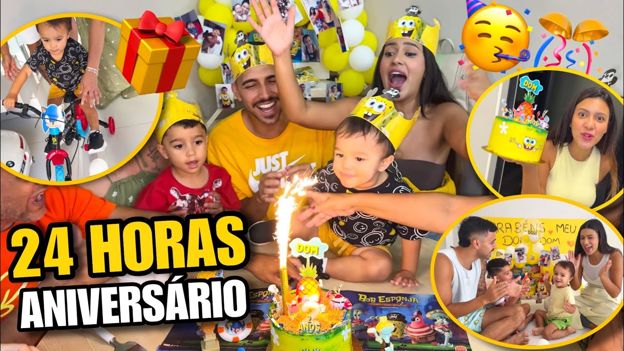 24 HORAS NO ANIVERSÁRIO DO MEU FILHO DE 2 ANOS!!! 🎁🥳 *A VELA QUASE QUEIMOU* 🔥😱