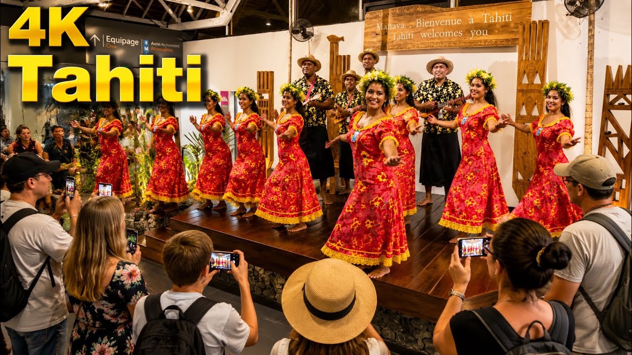 Tahiti Airport |welcome Dance/Walking Tour 2025 |4K 60fps HDR