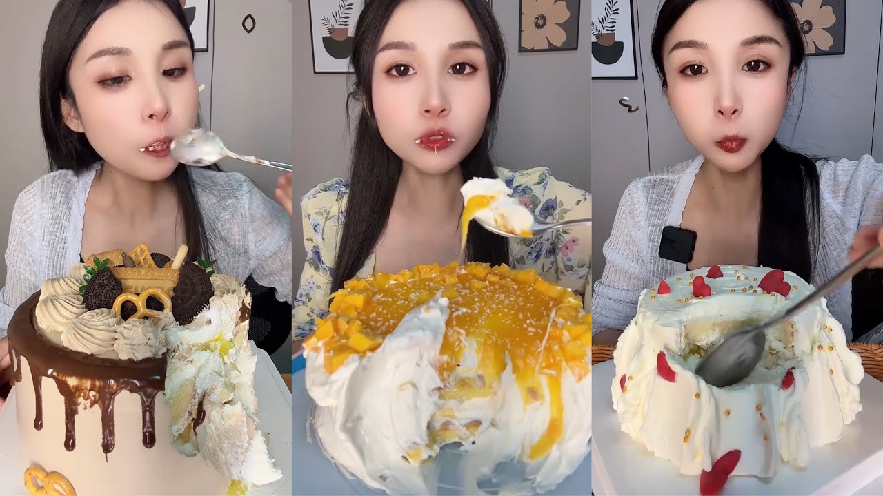 ASMR MUKBANG - MUKBANG SOUND - SATISFYING MANGO CAKE BITES