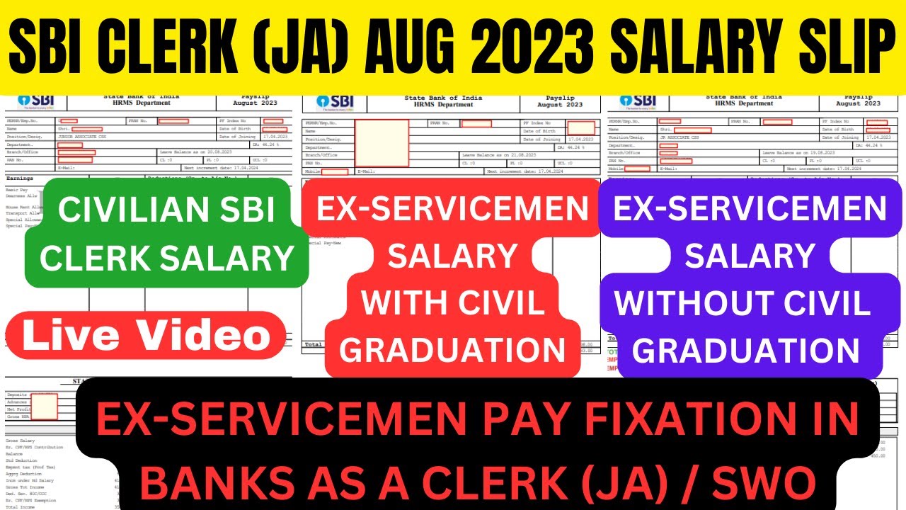 SBI CLERK AUG 2025 SALARY SLIP & PAY FIXATION OF EX-SERVICEMEN IN, SBI JA  ALLOWANCES AND PERKS #sbi