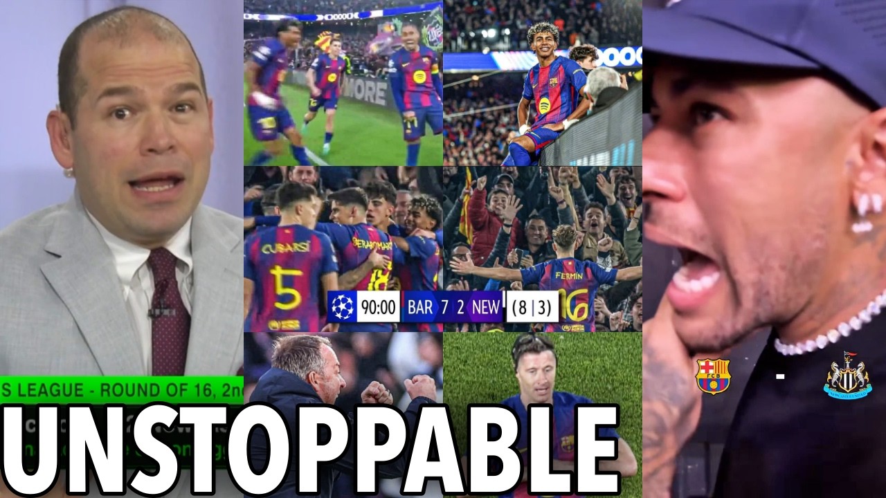 BARCELONA DESTROYS NEWCASTLE 7-2, & MORENO GOES CRAZY, Neymar