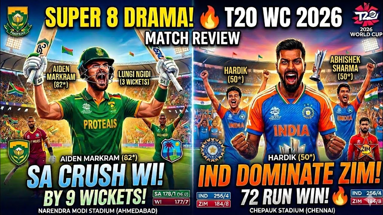 SA into Semis, India Stay Alive! 🏏 SA vs WI & IND vs ZIM Super 8 Review | T20 World Cup 2026