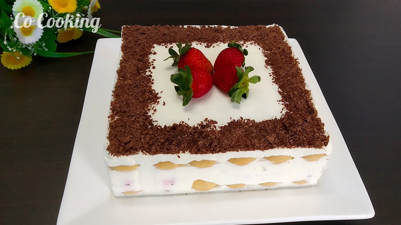 Очень вкусный клубничный торт без выпечки. Легко сделать!