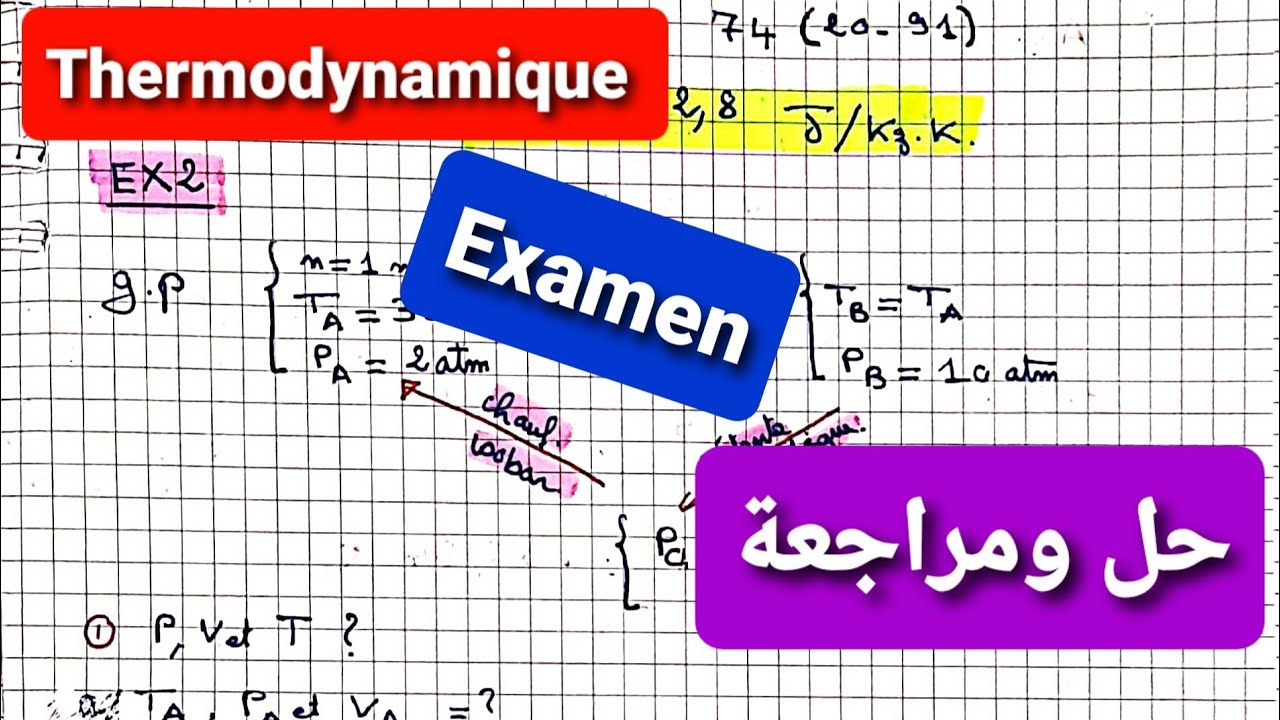 Examen de chimie 2 مع الحل Thermodynamique