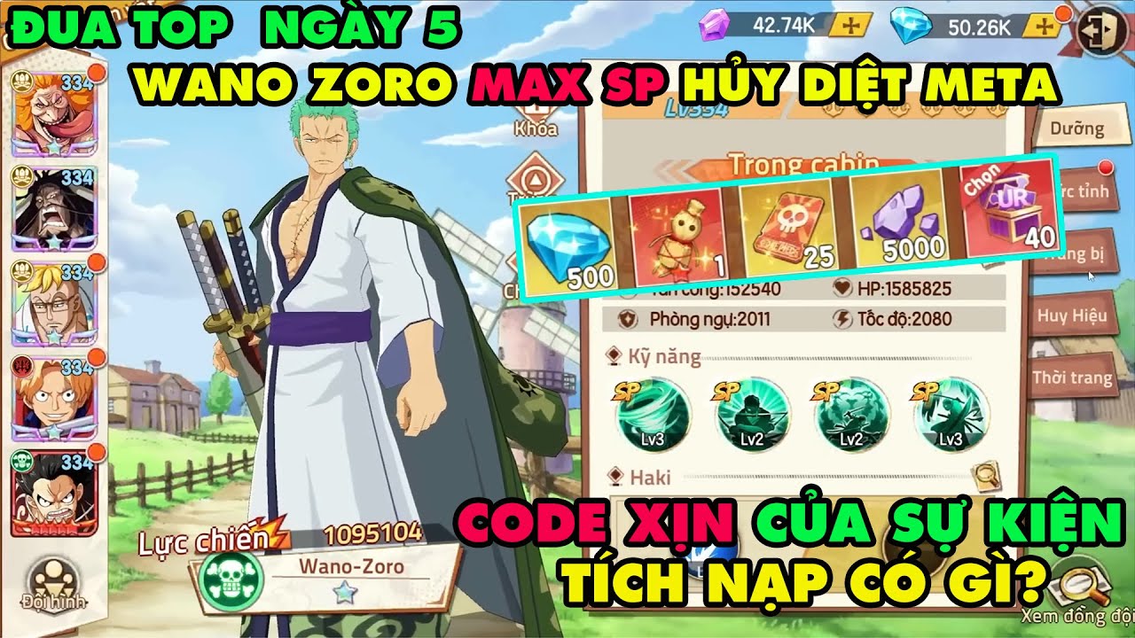 HAKI HUYỀN THOẠI - WANO ZORO MAX SP HỦY DIỆT META SIÊU CODE TÍCH NẠP VÀ NẠP GÌ CHO HIỆU QUẢ NHẤT