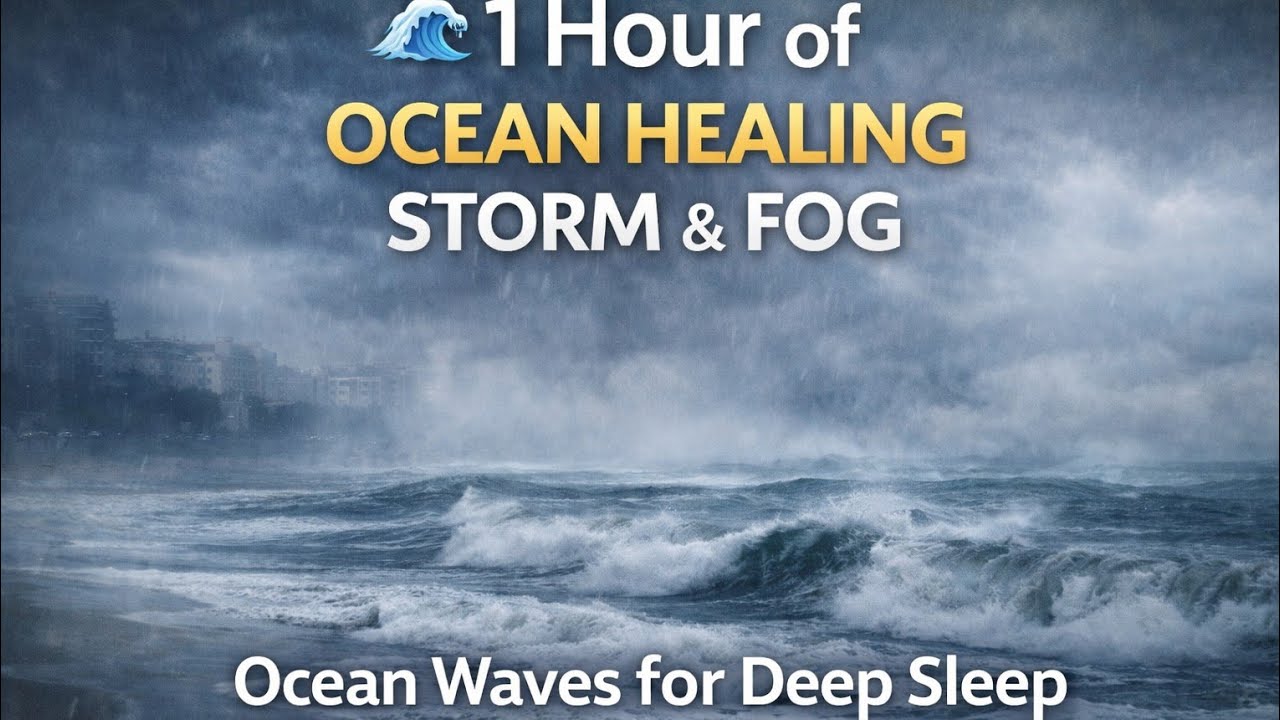 Portugal Storm Waves 🌊1Hour Ocean SoundsforDeepSleep|Tejo River Meets Sea Rain,Wind&Fog #sea #ocean 