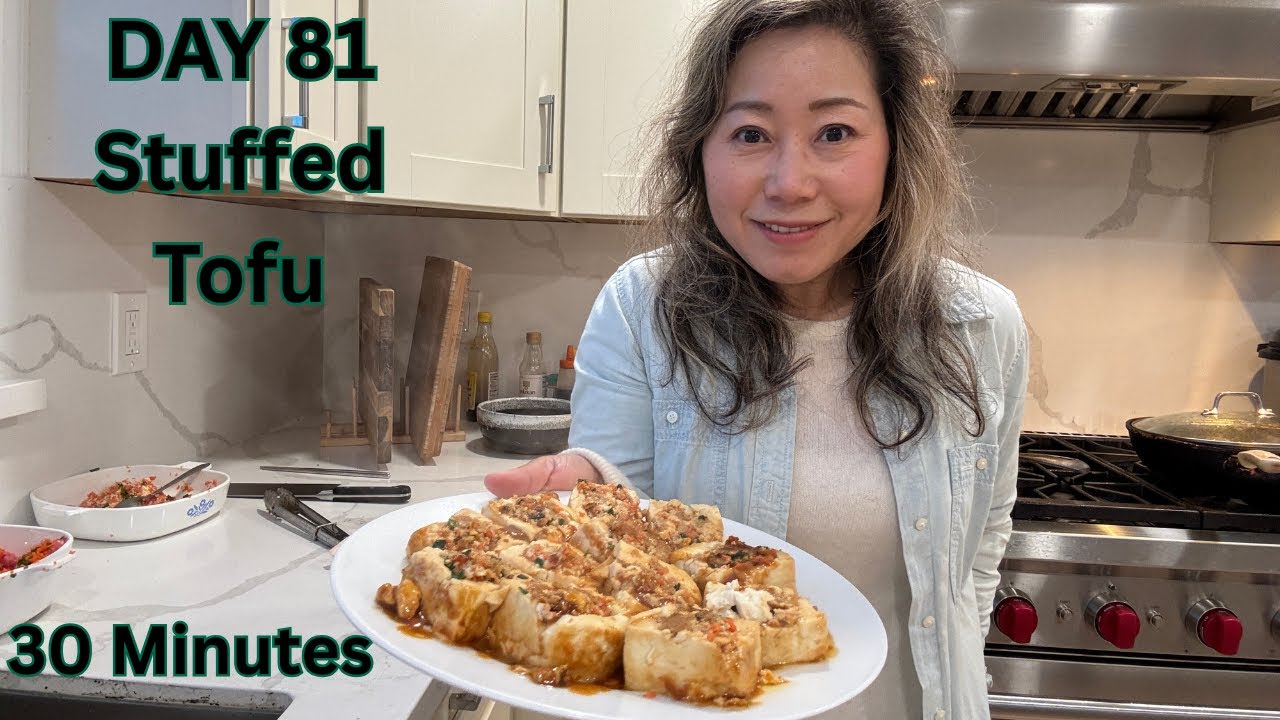 🥕🥩🍲DAY 81 - Stuffed Tofu #tofu #video #chinesefood #easyrecipes #quickmeals