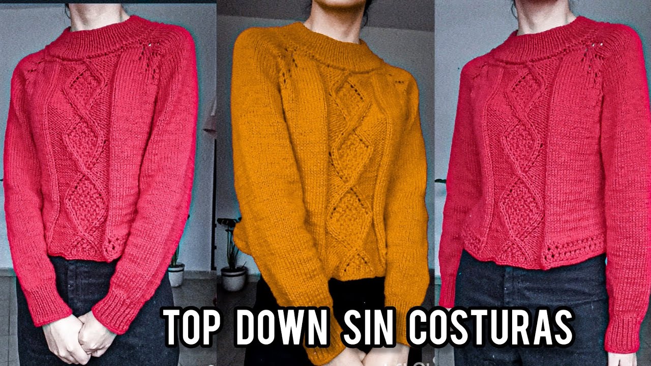 como tejer un suéter tejido de rombos  top down sin costuras en poco tiempo parte 1